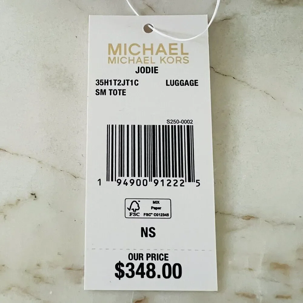 MICHAEL KORS Jodie Luggage Brown Tan Logo Print Small Tote Bag